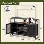 Wlive Tv Stand 55 Inch Tv,Tall Entertainment Center With Storage, Farmhouse Industrial Tv Console For Bedroom Living Room, Charcoal Black