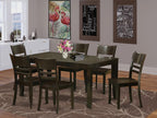 East West Furniture LYFD7-CAP-W Lynfield 7 Piece Kitchen Set Consist of a Rectangle Table with Butterfly Leaf and 6 Dining Room Chairs, 36x66 Inch