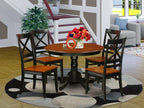 East West Furniture HLQU5-BCH-W 5 Piece Dining Room Furniture Set Includes a Round Kitchen Table with Pedestal and 4 Dining Chairs, 42x42 Inch, Black & Cherry