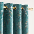 SMILETIME Lake Blue Velvet Curtains Thermal Insulated Soft Privacy Noise Reducing Light Filtering Leaf & Butterfly Pattern Velve