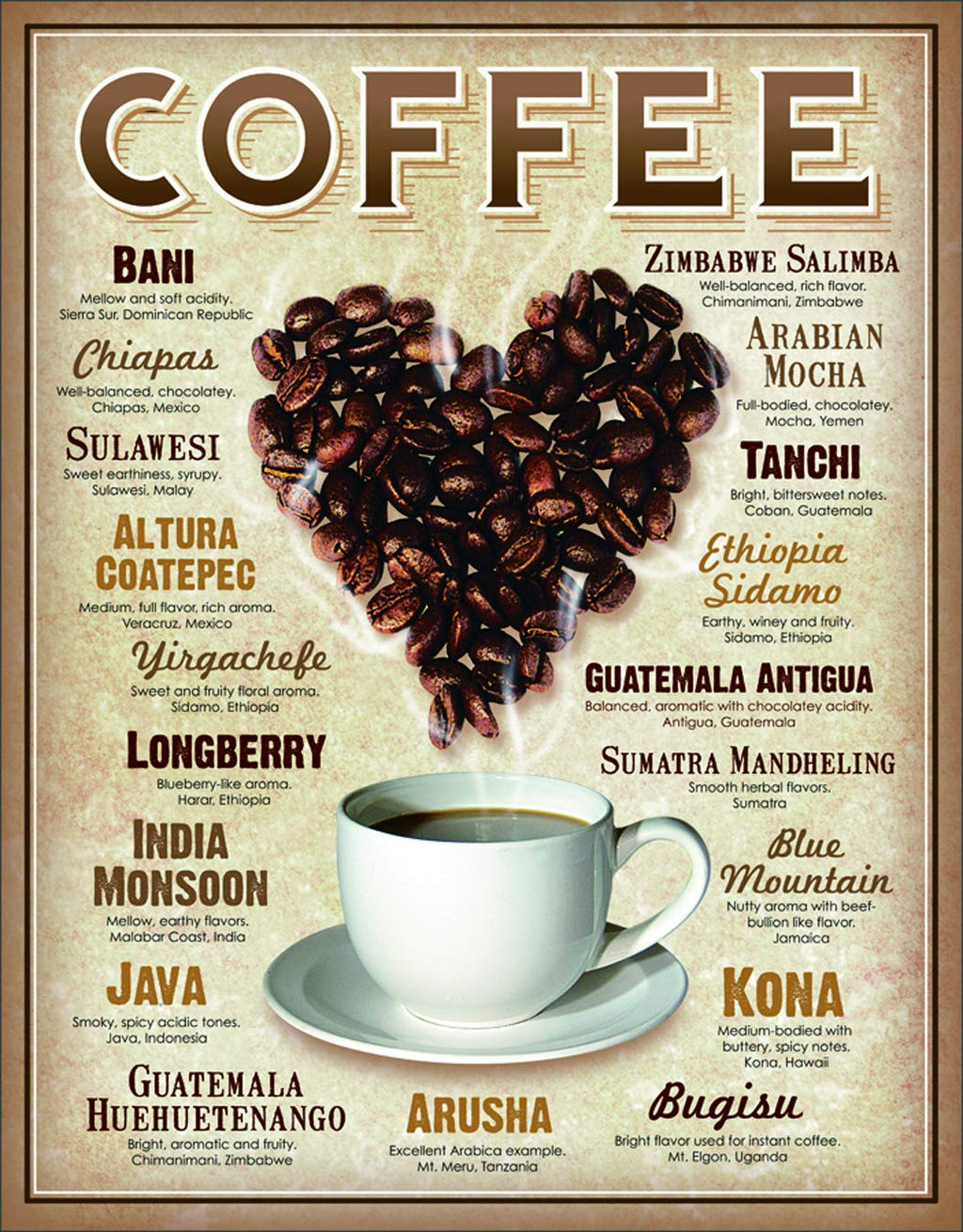 Desperate Enterprises Heart Coffee Tin Sign USA 40x31 cm S2735