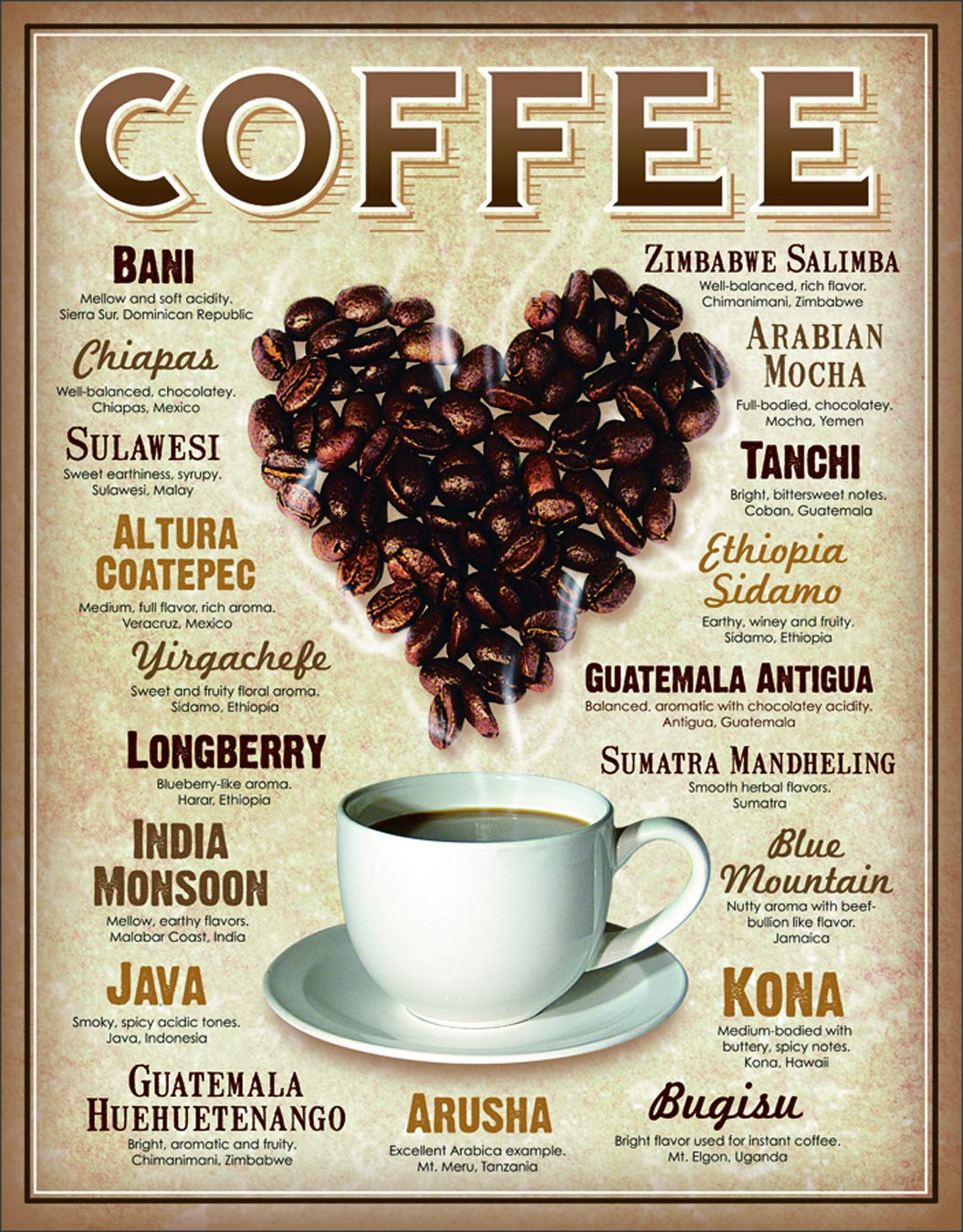 Desperate Enterprises Heart Coffee Tin Sign USA 40x31 cm S2735