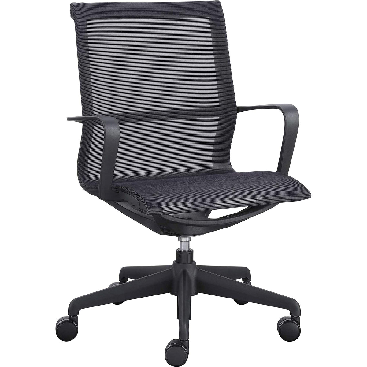 Lorell Executive Mesh Mid-Back Chair, 38.5&quot; x 26.3&quot; x 26.3&quot;, Black