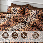 A Nice Night Leopard Printed,Coffee Brown Satin Silky Soft Quilt Sexy Luxury Super Soft Microfiber Comforter Quilt Bedding Comfo