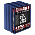 Samsill Durable 1 Inch Binder, Made In The Usa, D Ring Binder, Customizable Clear View Cover, Blue, 4 Pack, Each Holds 225 Pages
