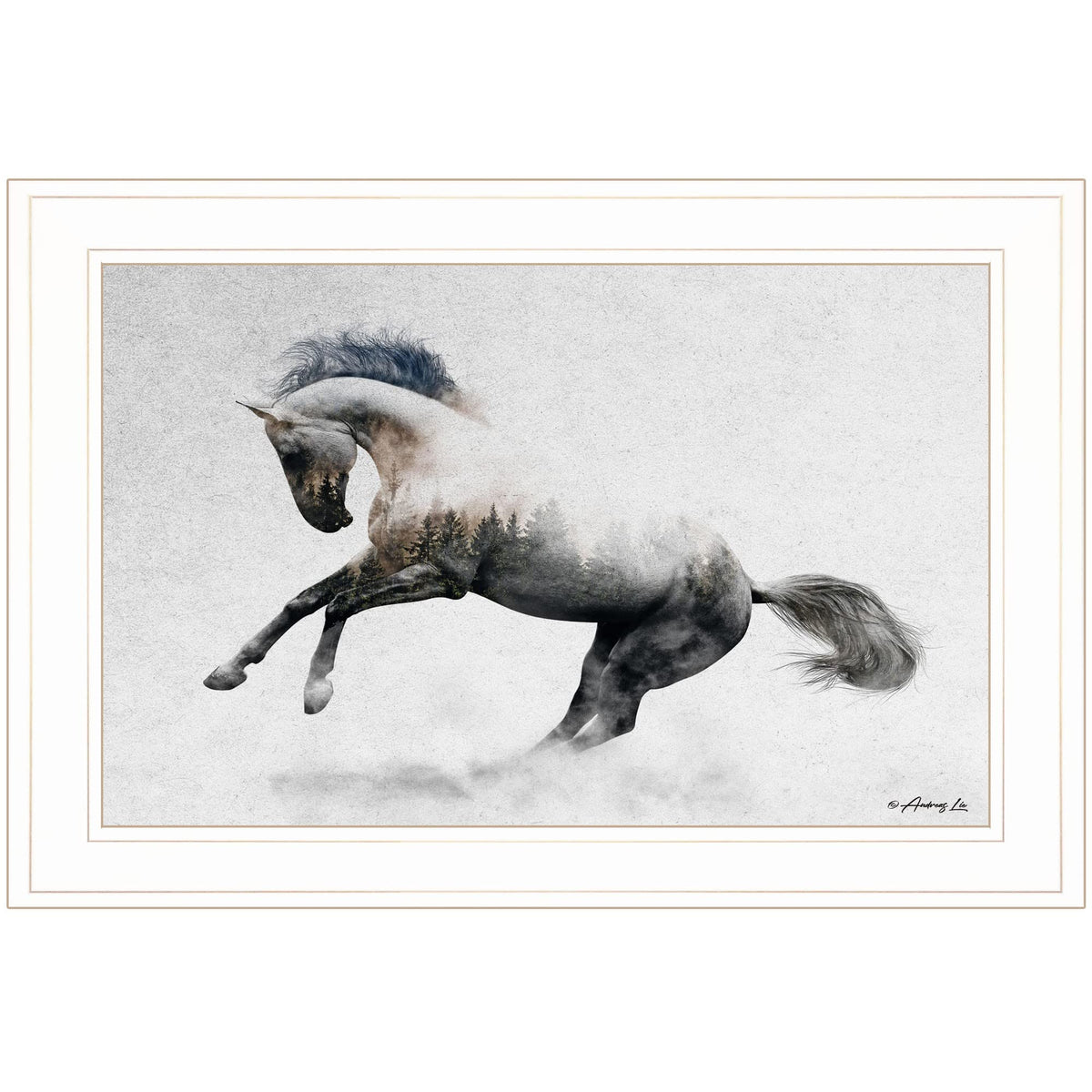 White Stallion 1 White Framed Print Wall Art