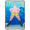 Silver Buffalo Spongebob Patrick in Fishnets and Boots Dye Sublimated w Headercard Flannel Fleece Throw Blanket (45 x 60 185gsm)