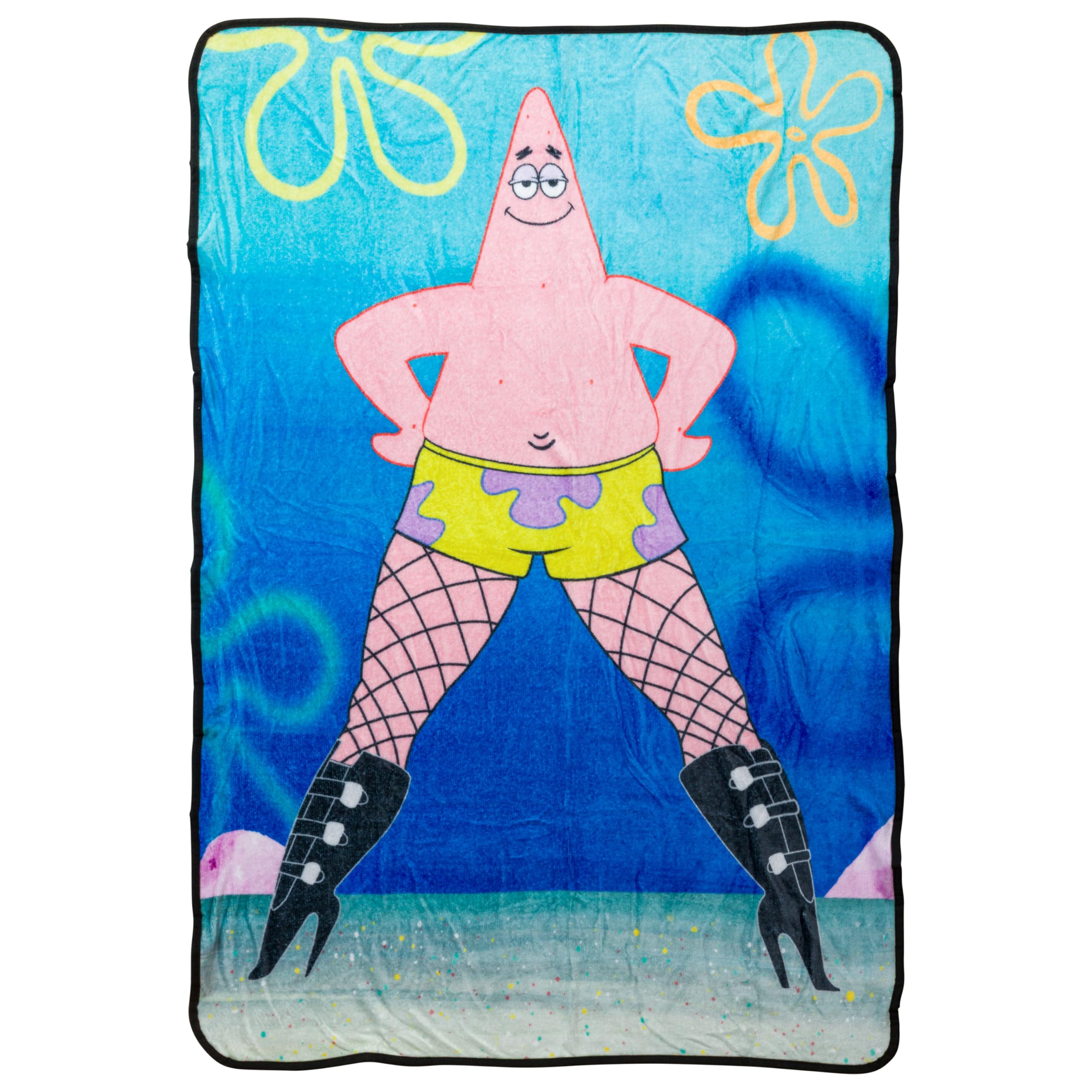 Silver Buffalo Spongebob Patrick in Fishnets and Boots Dye Sublimated w Headercard Flannel Fleece Throw Blanket (45 x 60 185gsm)
