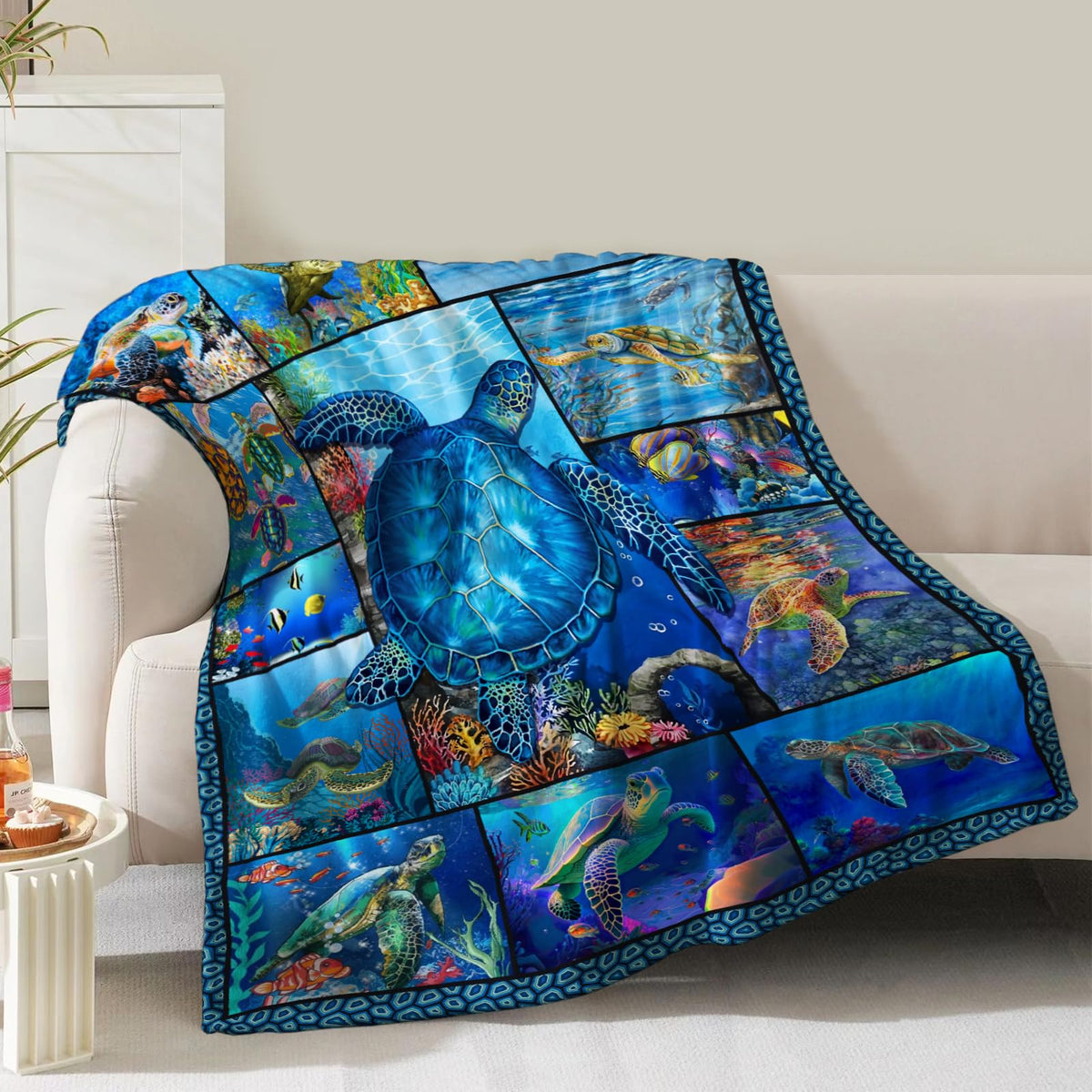 Sea Turtle Blanket Gifts For Women Girls Birthday Christmas Valentine Presents Ocean Animal Turtles Theme Decor Bedroom Living R