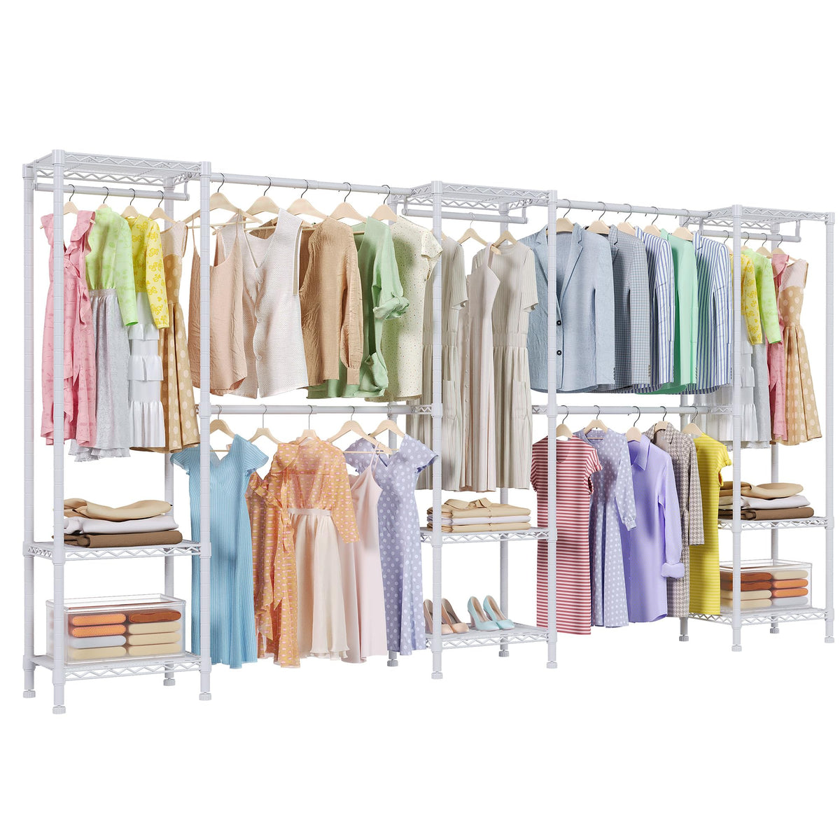 Higeego H11 Heavy Duty Clothes Rack White Clothing Rack for Hanging Clothes