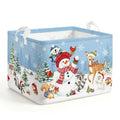 HUUMONSS Christmas Snowflakes Baby Storage Basket Winter Pine Trees Large Laundry Hamper Snowman Collapsible Parents Organizer T