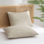 Phf Ultra Soft Waffle Weave Pillowcases King Size 20' X 36' 2 Pack, No Insert, Breathable Skin-Friendly Pillow Shams, Decorative Waffle Weave Pillow Case Covers, Light Khaki/Linen