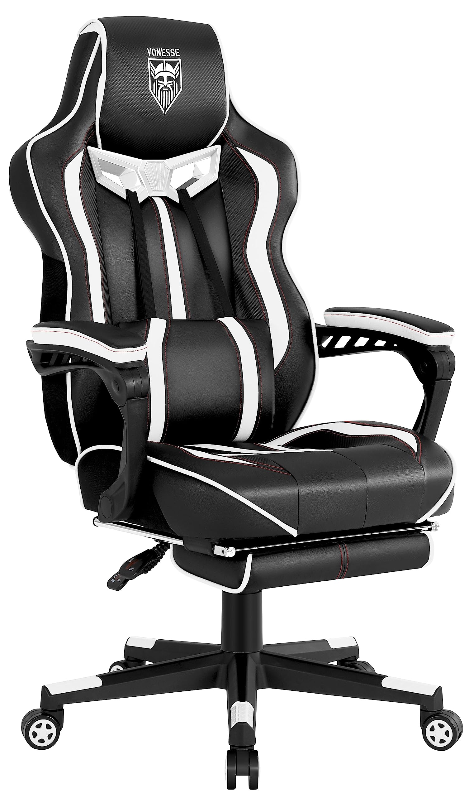 Vonesse Gaming Chair with Footrest,Reclining Computer Gaming Chair for Adults,Big and Tall Gamer Chair with Massage,Ergonomic PC