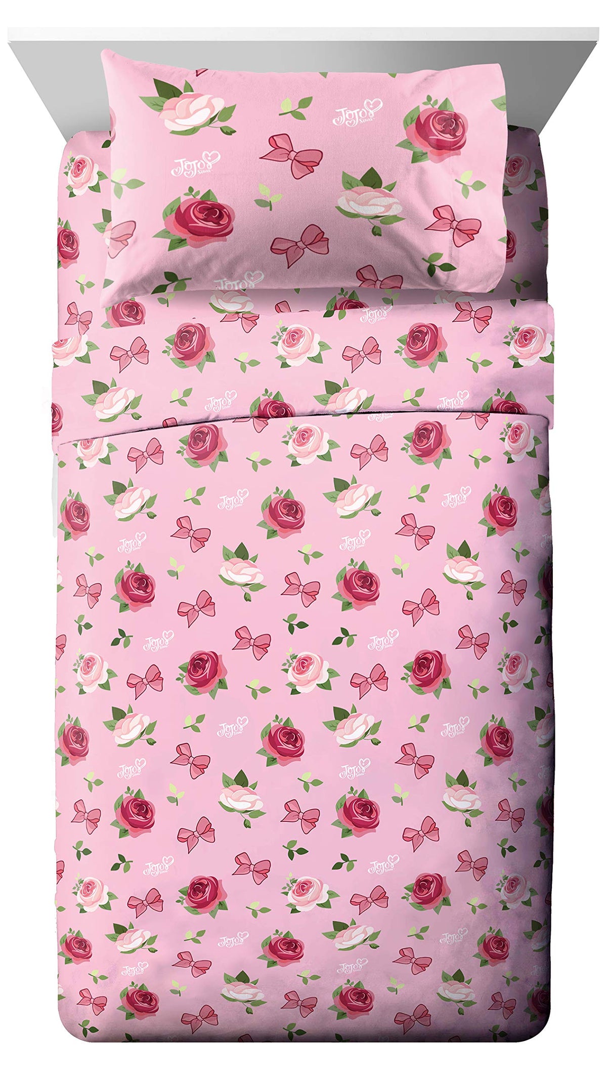 Nickelodeon Jojo Siwa Roses & Bows Full Sheet Set - Super Soft And Cozy Kids Bedding - Fade Resistant Polyester Microfiber Sheet
