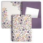 Steel Mill & Co Cute Floral Mini Spiral Notebook, 8.25' X 6.25' Journal With Durable Hardcover And 160 Lined Pages, Purple Vin
