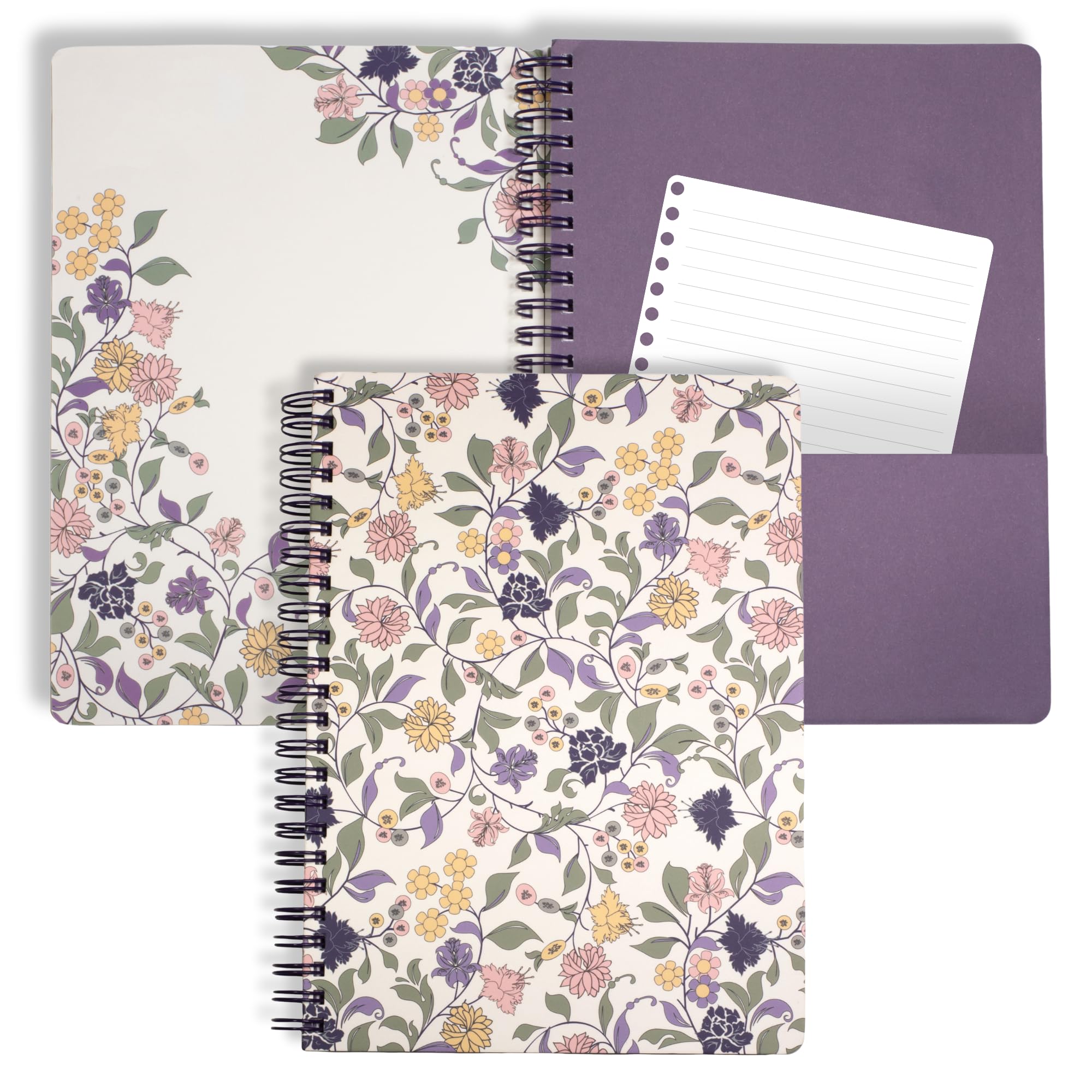 Steel Mill & Co Cute Floral Mini Spiral Notebook, 8.25' X 6.25' Journal With Durable Hardcover And 160 Lined Pages, Purple Vin