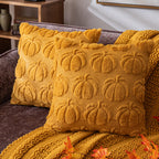 COSIBONO Pumpkin Fall Decorative Throw Pillow Covers 20'x20', Set of 2 Mustard Yellow Soft Faux Fur Pillow Covers for Autumn H