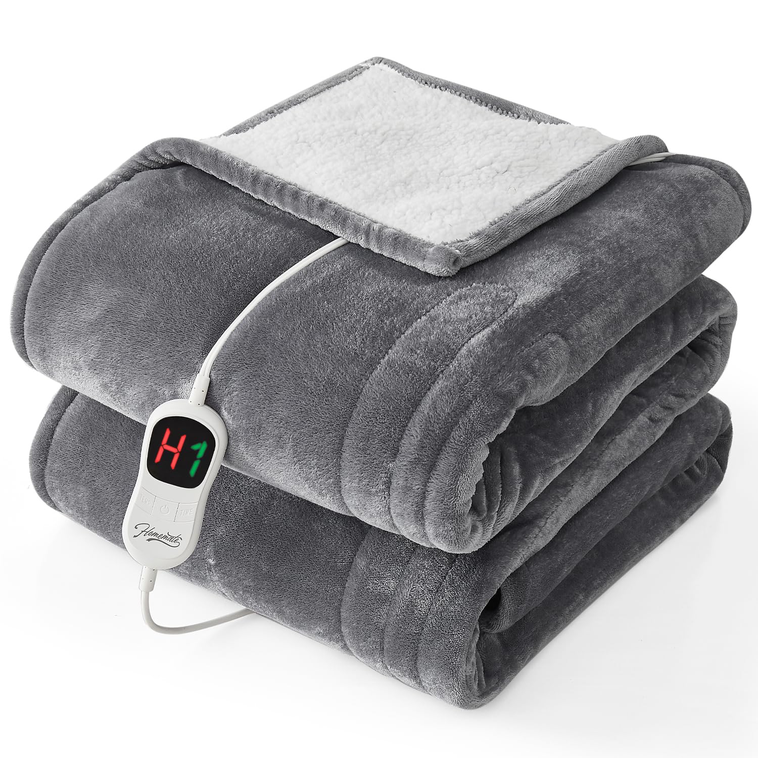 Homemate Electric Heated Blanket Full Size - 72'X84' Heated Bed Blanket Throw With 10 Heating Levels 8 Hours Auto Off Fast Hea