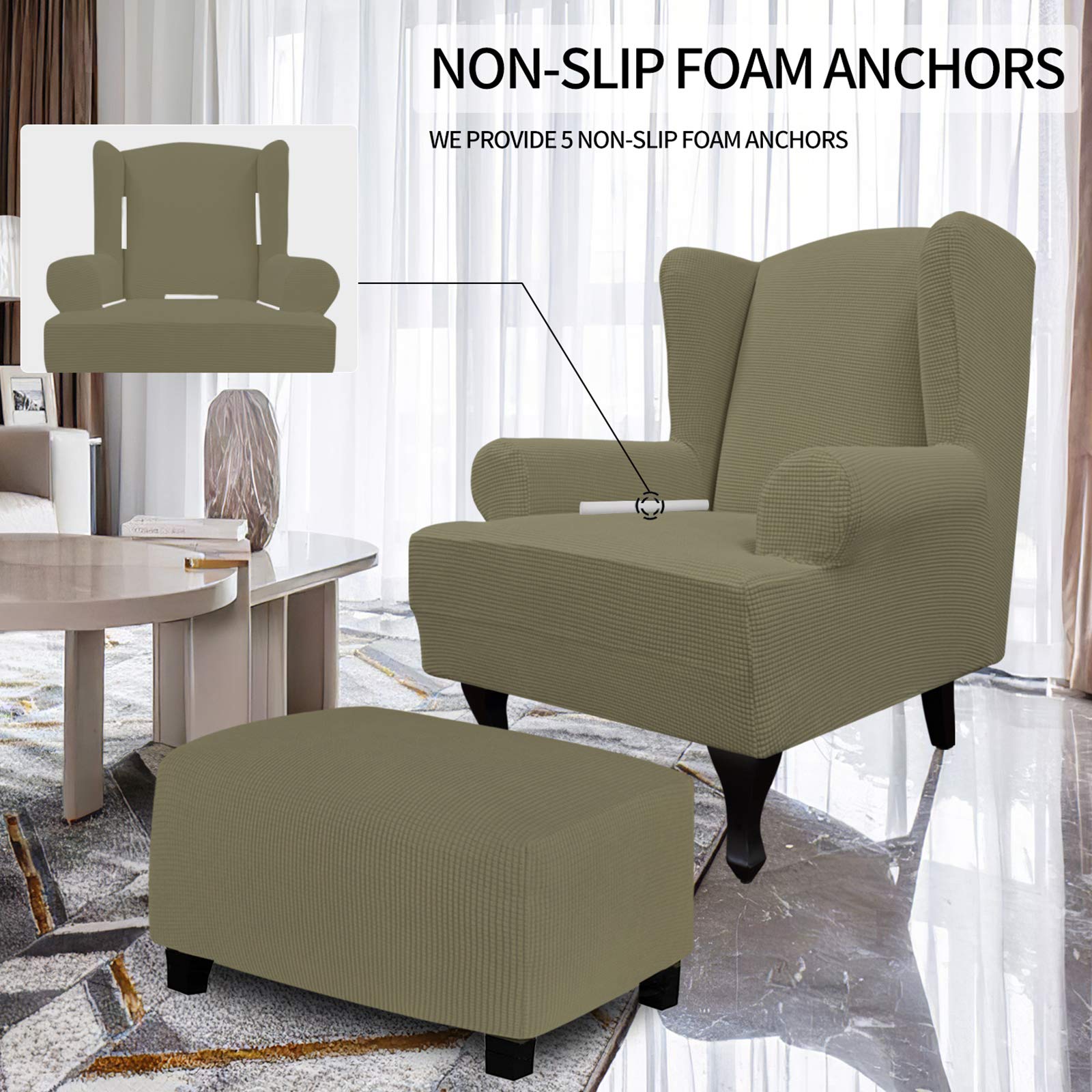 Easy-Going Stretch Wingback Chair Sofa Slipcover 1-Piece Sofa Cover Furniture Protector Couch Soft With Elastic Bottom, Spandex