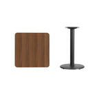 Flash Furniture Graniss 24'' Square Walnut Laminate Table Top with 18'' Round Table Height Base