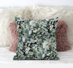 HomeRoots Light Green Red Indigo 20' Green Gray Springtime Zippered Suede Throw Pillow
