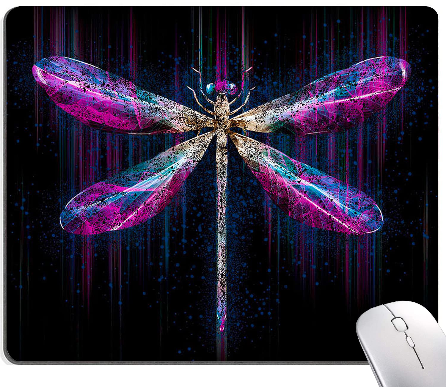 Hokafenle Mouse Pad, Purple Dragonfly Mouse Pad, Square Custom Mouse Mat Waterproof Mousepad Non-Slip Rubber Base Mousepads For