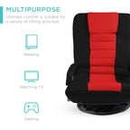 Best Choice Products Swivel Gaming Chair 360 Degree Multipurpose Floor Chair Rocker For Tv, Reading, Playing Video Games W/Lumbar Support, Armrest Handles, Adjustable Backrest - Black/Red