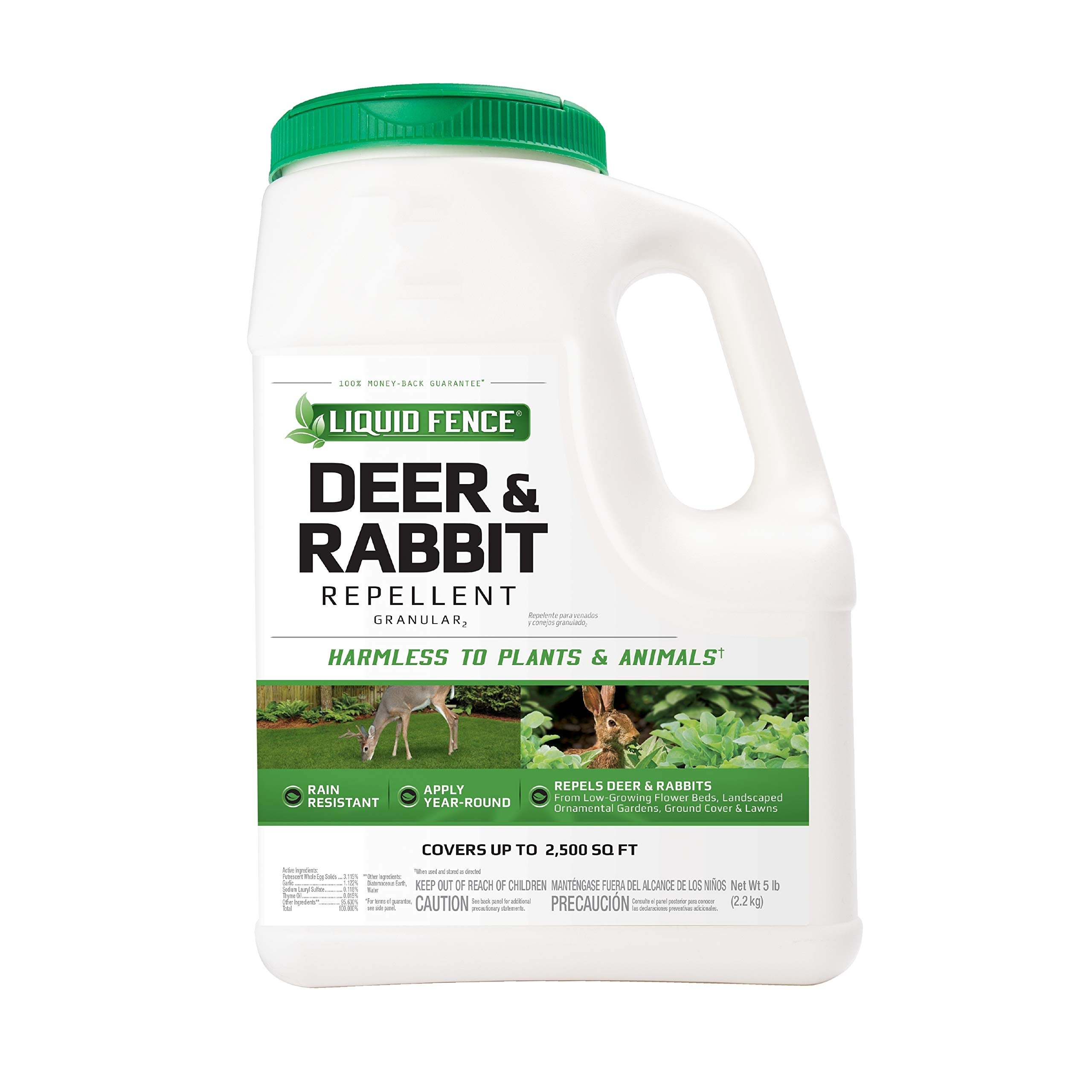 Liquid Fence Deer & Rabbit Repellent Granular, White, 5Lb