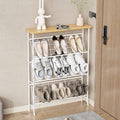 JZM Shoe Rack Storage, Narrow 4 Tier Metal Shoe Storage Shelf, Free Standing Shoe Racks, Space Saving Shoe Rack Organizer for En