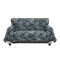 Purefit Geometric Jacquard Throw Sofa Cover - Textured Soft Washable Decorative Couch Covers For 3 Cushion Couch, Throw Cover With Tassels Furniture Protector For Pets (Medium, Flower Peacock Blue)