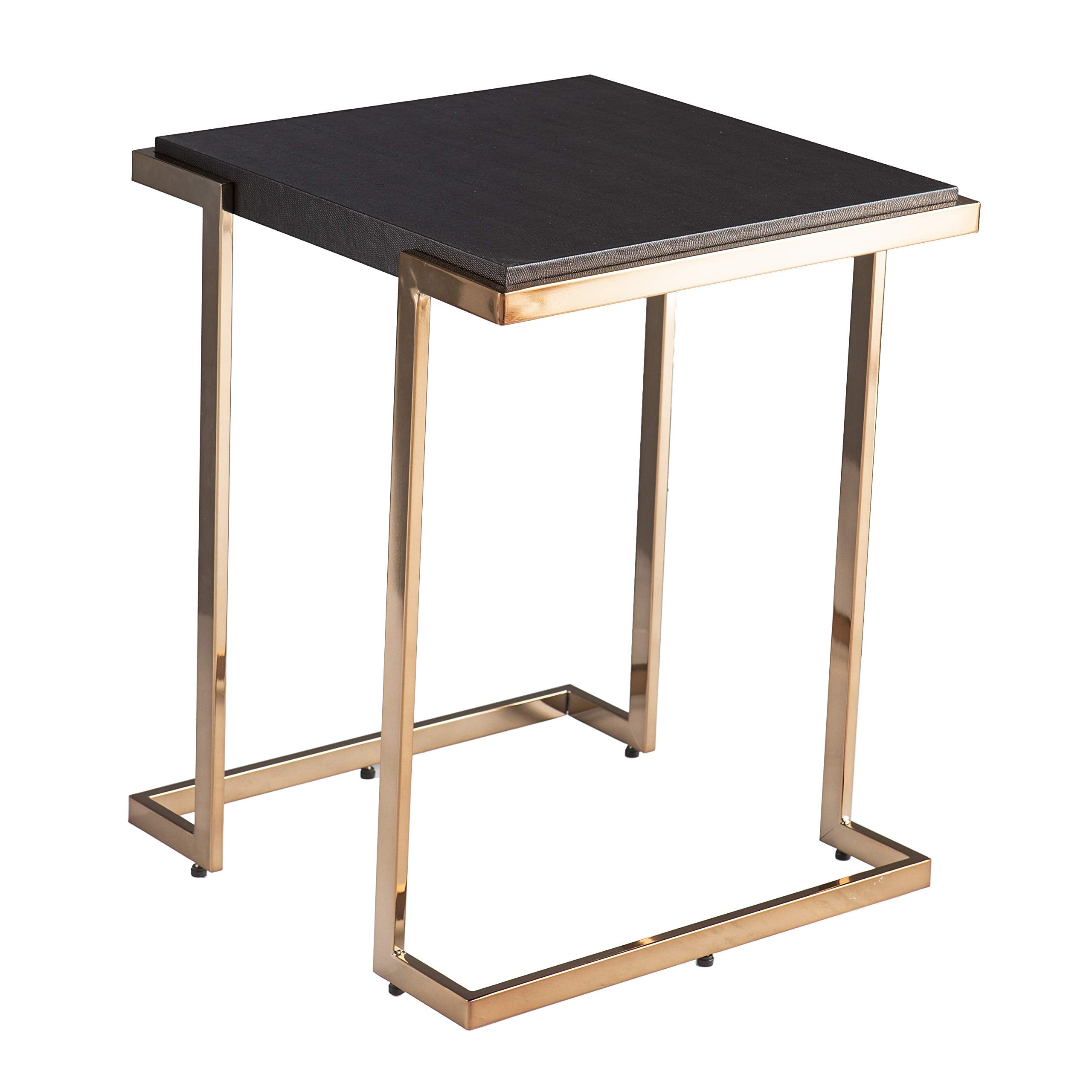 SEI Furniture Barcia Side Table, Standard, Black, Champagne