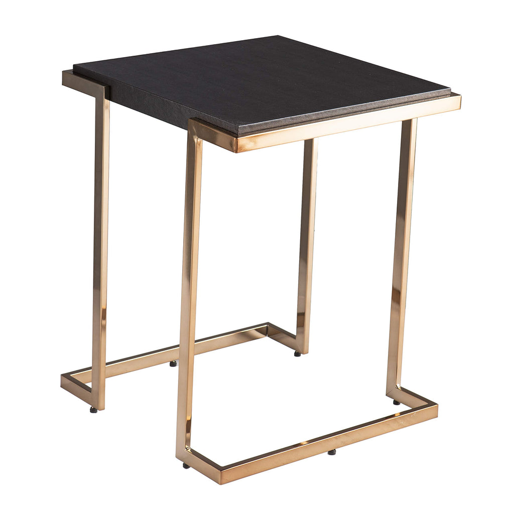 SEI Furniture Barcia Side Table, Standard, Black, Champagne