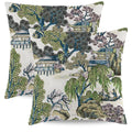 Wsunsal Chinoiserie Pillow Covers 16X16 Inch Set Of 2 Asian Scenic Purple Green Throw Pillow Cover Farmhouse Chinoiserie Outdoor