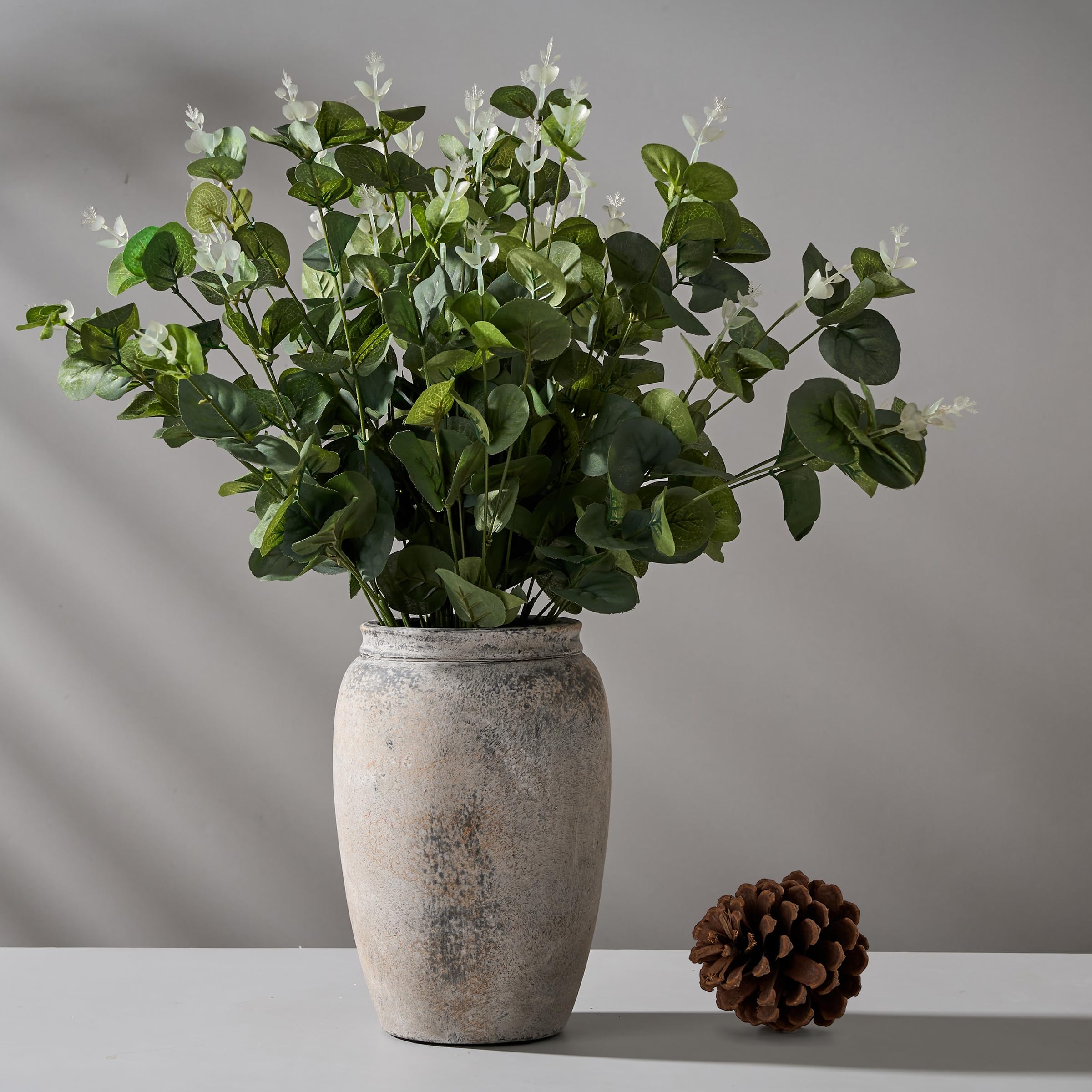 PORCER 8.2 Inch Ceramic Vase, Terracotta Rustic Vase Farmhouse Decorative Vase Boho Decor, Ceramic Vases for Home Decor, Living 