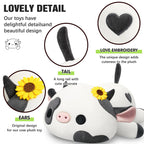 Onsoyours Cute Cow Plushie With Sunflower Headwear, Soft Stuffed Milk Cow Squishy Plush Animal Toy Flower Cow Pillow For Kids (S