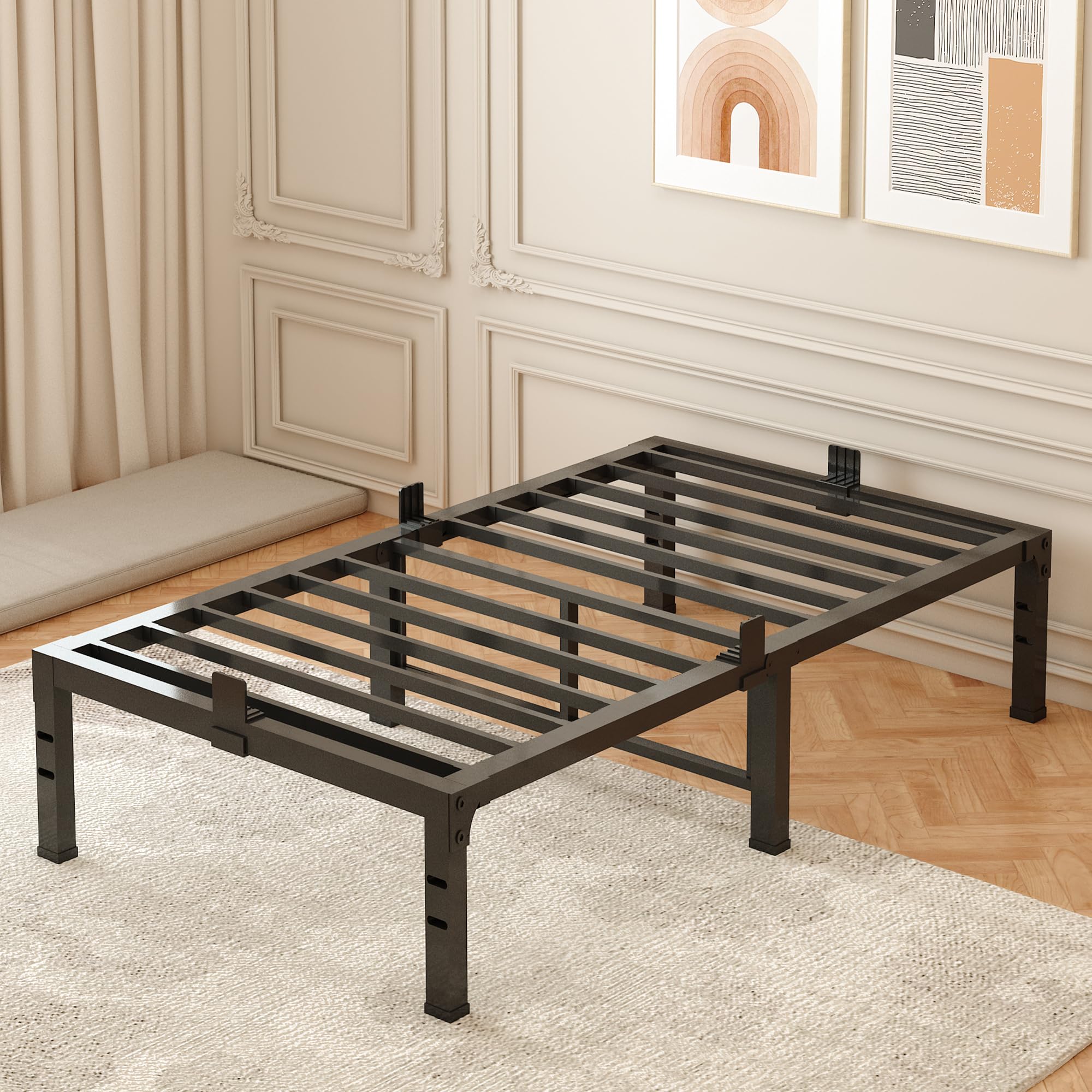 Fuiobyvv Twin Bed Frames, 16 Inch Heavy Duty Metal Platform Bed Frame Twin Size Support Up To 3500 Lbs, No Box Spring Needed/No
