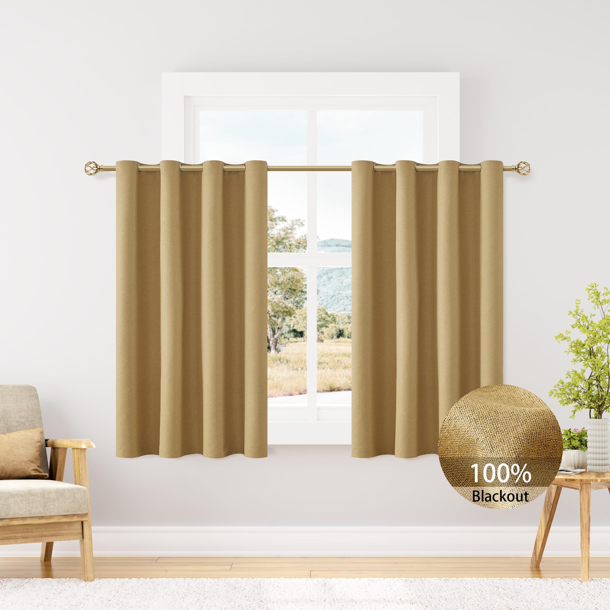 Chrisdowa Linen Textured 100% Blackout Curtains For Bedroom, 2 Panels Set Thermal Insulated Linen Curtains For Living Room, Priv