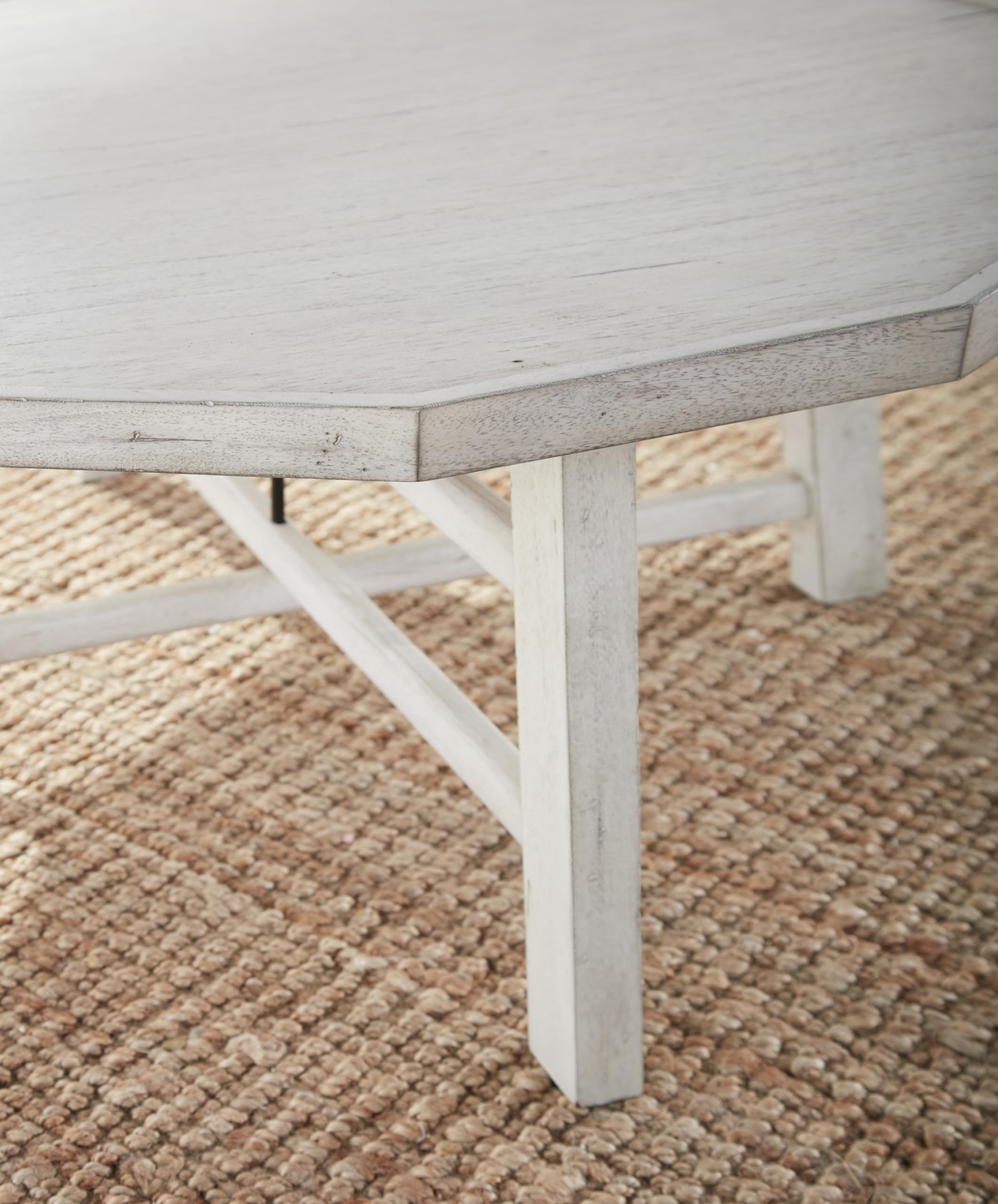 Steve Silver Solid Wood Tray Top, Timber-Beam Base, and Cross-Stretchers in Vanilla Brown Finish Cocktail Table, 36 x 36 x 18, Alabaster