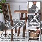 Searchi Stretch Dining Chair Seat Covers Set Of 6, Soft Removable Washable Seat Covers For Dining Chairs, Dining Room Seat Cover Protector (Rear-Covered, Grey)