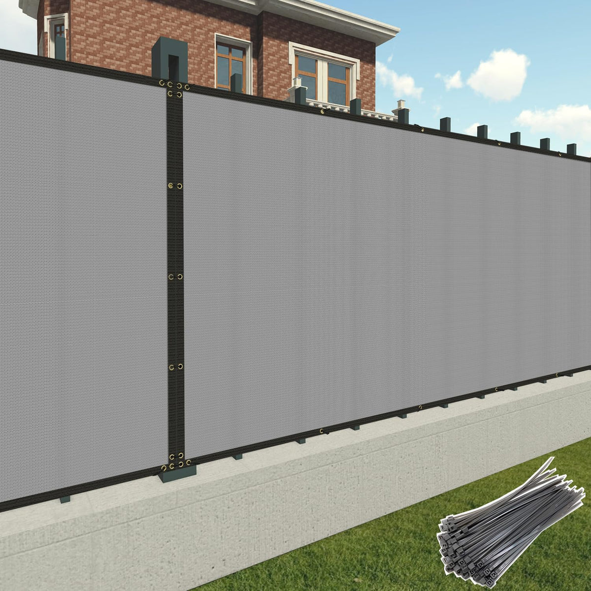 Patio Privacy Fence Screen 6 ' X 50 ' Outdoor Fence Cover Mesh Screen With Brass Grommets, Heavy Duty Privacy Netting Fencing Te