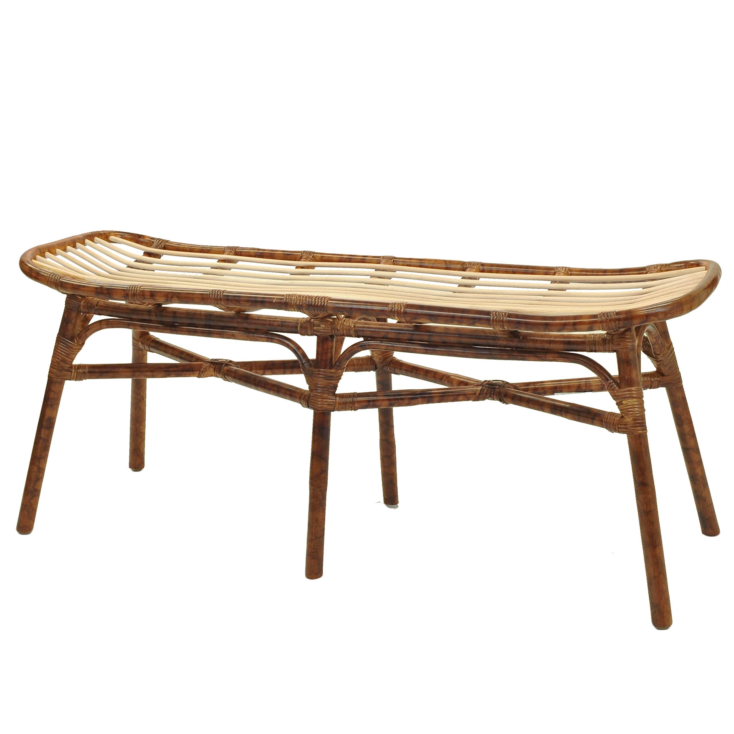 New Pacific Direct Beyla Rattan Benches, Marble Brown