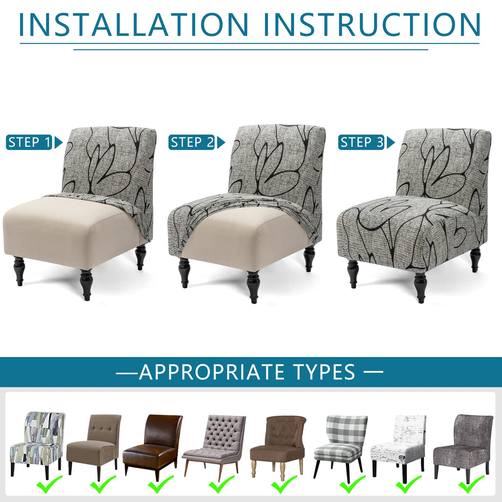 Liykimt Armless Accent Slipper Chair Covers Slipcover,Slipper Chair Without Arms Fabric Stretch Spandex Removable For Armless Ch