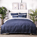Elegant Life Home Denim Dark Blue Duvet Cover 100% Cotton Washed Soft Bedding With Button Closure Corner Ties (1Pc, Queen Size 9