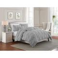 Swift Home Full/Queen Gray Comforter Set - Ruched 3D Floral Pintuck Bedding Set - 3 Pieces Bed Linen, 1 Comforter And 2 Pillow S