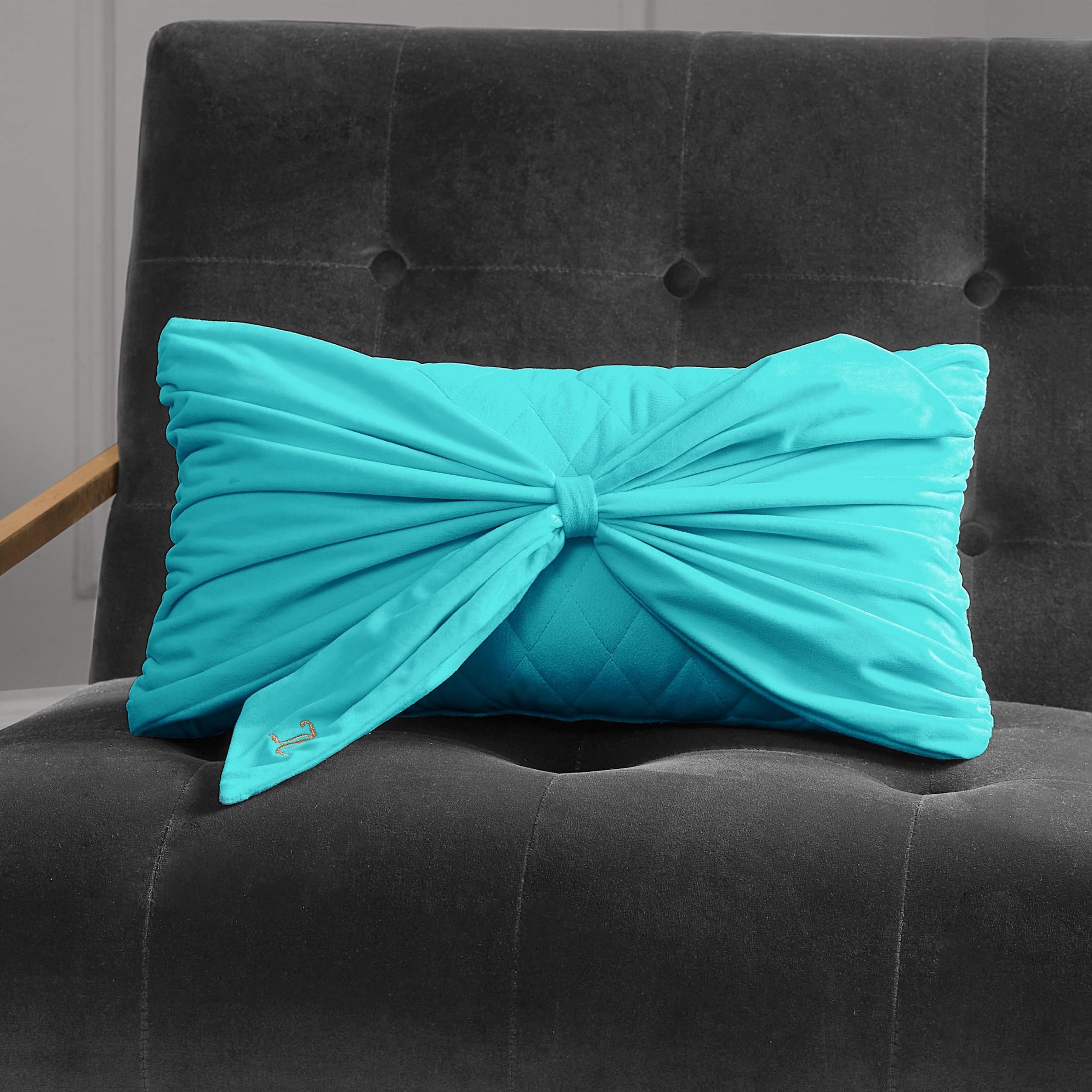 Juicy Couture Rectangle 1-Piece Decorative Accent, Premium Reversible Throw Pillow, Living Room And Bedroom D?Or, 10'X18', Vel