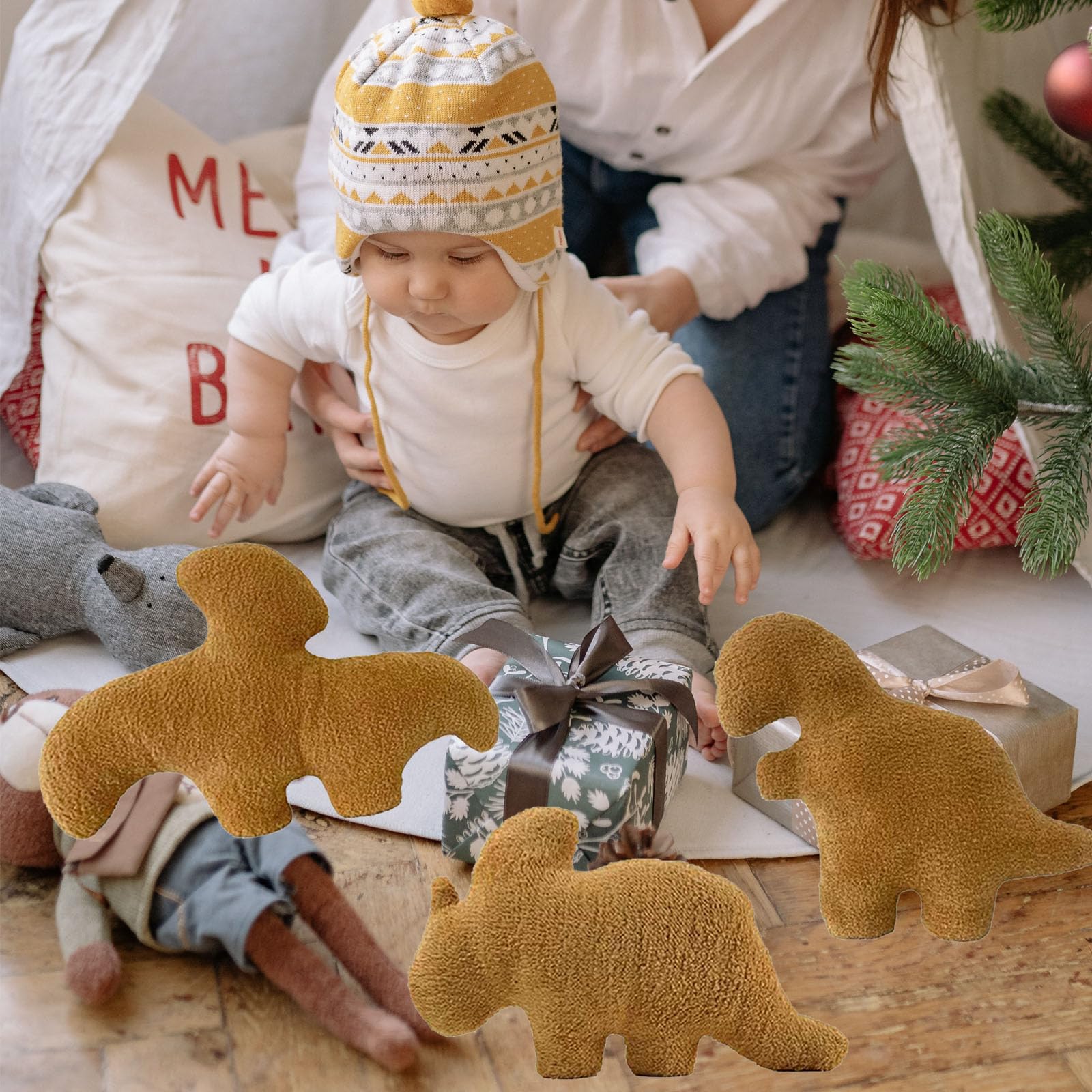 Lixzuch 6 Pack Mini Chicken Nugget Pillow Plush, 8.8 Inches Stuffed Animal Toy, Dinosaur Party Decoration Gift For Kids