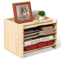 Becko Us File Organizer For Desk, Desktop Wooden Paper Sorter With 5 Adjustable Shelves, Wood File Mail Letter Folder Holder For