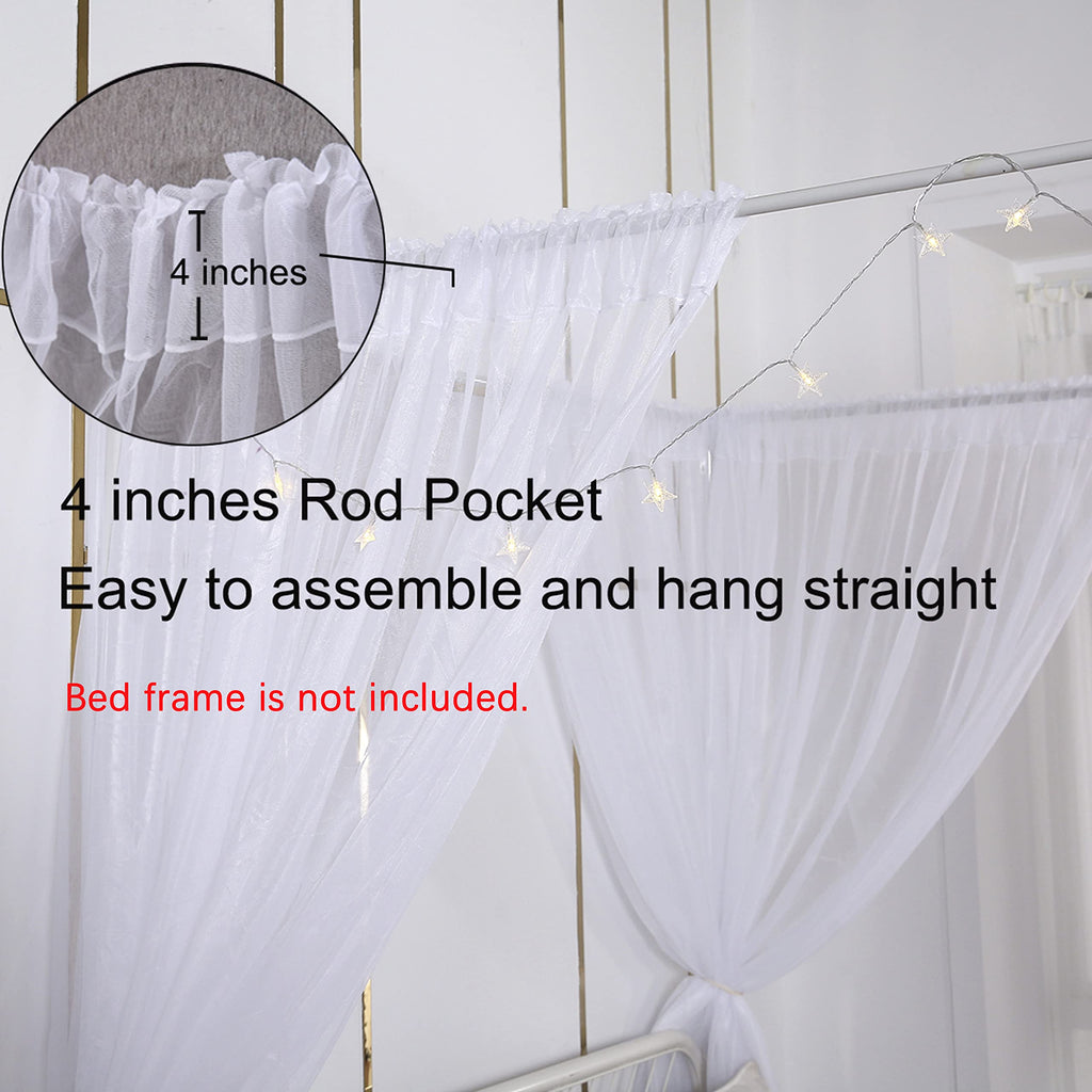 Akiky Princess Canopy Bed Curtains Set Sheer Curtain For Twin Full Queen Size Bed Drapes,8 Panels Canopies With Light,Room D  Co