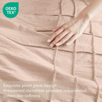 Comfort Spaces Blush Twin Size Duvet Cover Set - 2 Pieces Pintuck Pleated Duvet Cover Twin, All Season Lightweight, Extra Softness Pre-Washed Microfiber Twin Bedding Cover Shams, Twin/Twin Xl