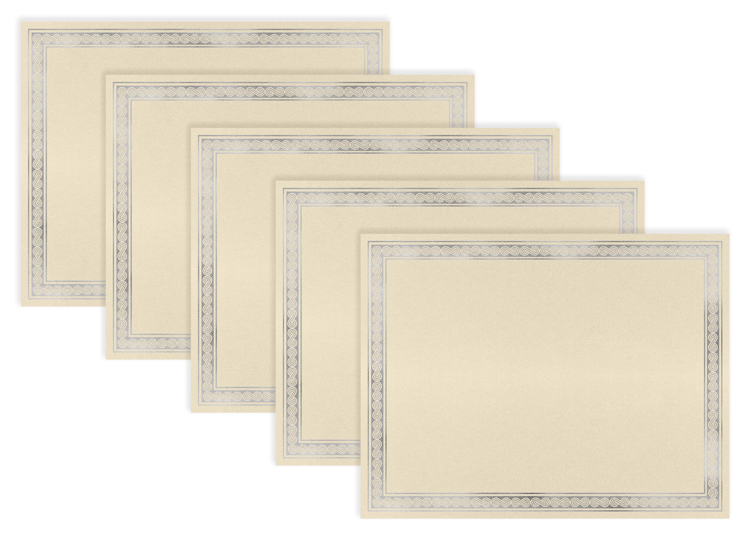 50 Sheet Award Certificate Paper, Silver Foil Metallic Border, Ivory Letter Size Blank Paper, By Better Office Products, Diploma